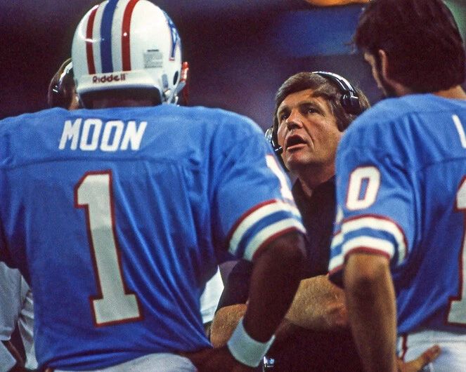 Houston Oilers Warren Moon And Jerry Glanville Keychain Football Keychain