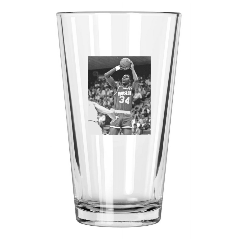 Houston Rockets Hakeem Olajuwon Photo Basketball Hof 08 Pint Beer Drinking Glass