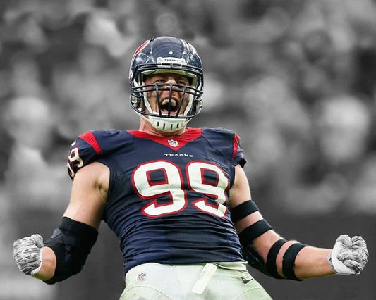 Houston Texans Jj Watt Glossy Keychain Football Print Spotlight Keychain