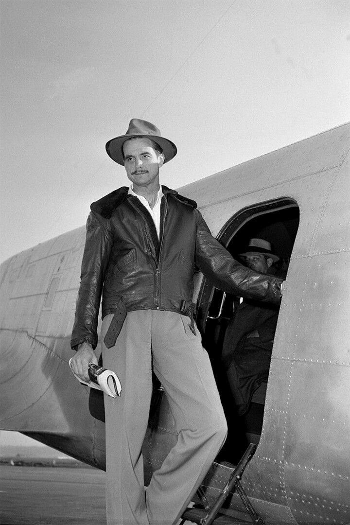 Howard Hughes On The Stairs Of The Plane Jigsaw Puzzle