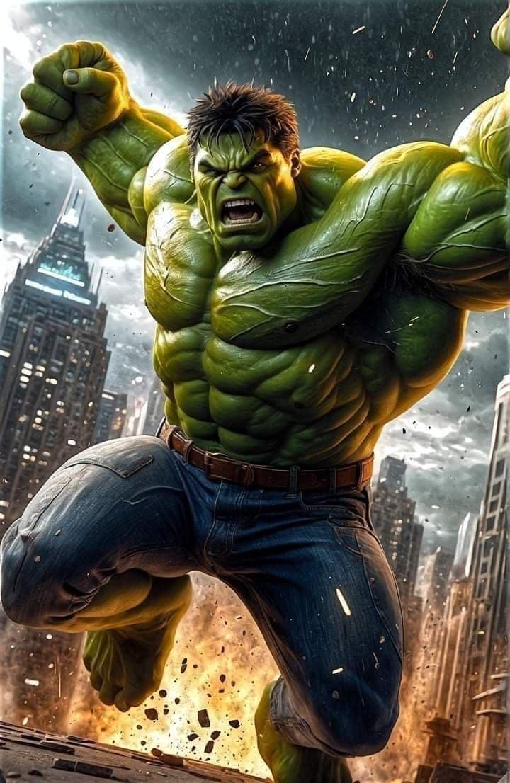 Hulk Action Cityscape Print Poster
