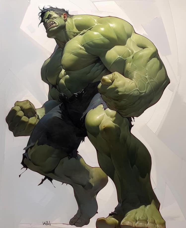Hulk Action Pose Illustration Print Poster