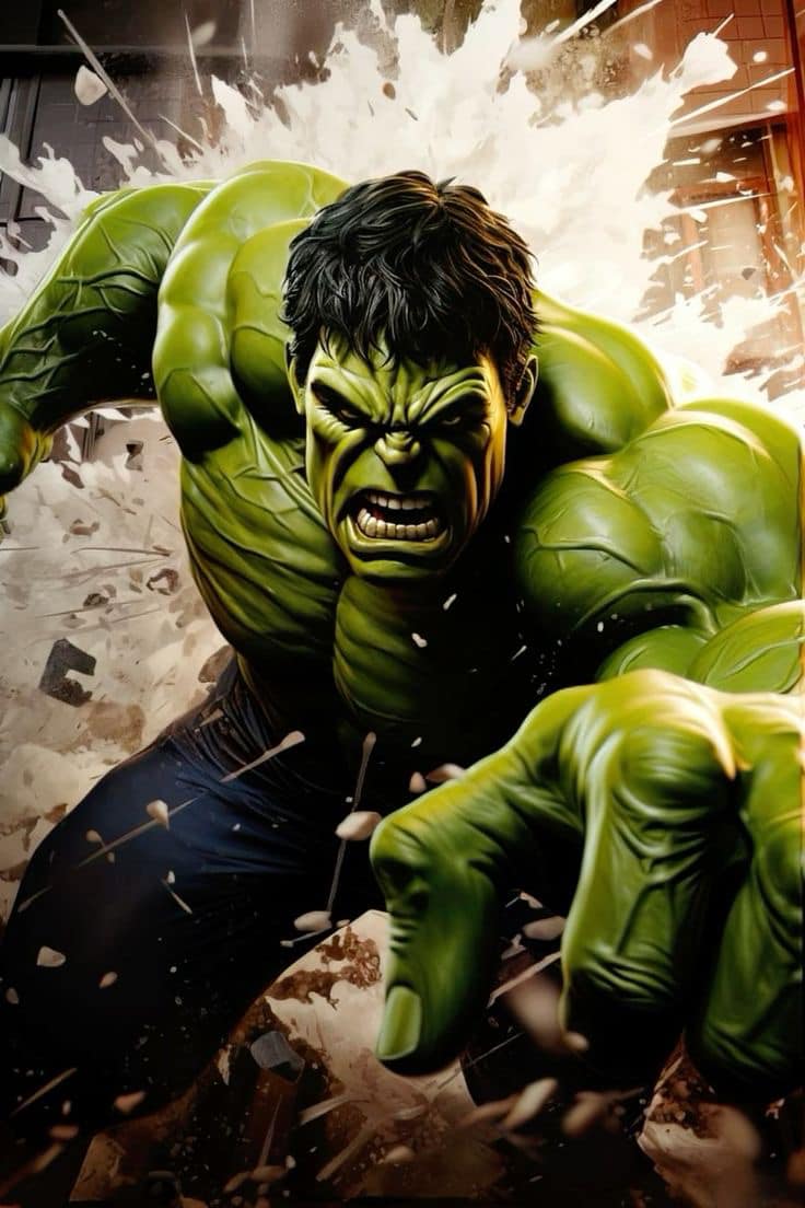 Hulk Action Scene Print Poster
