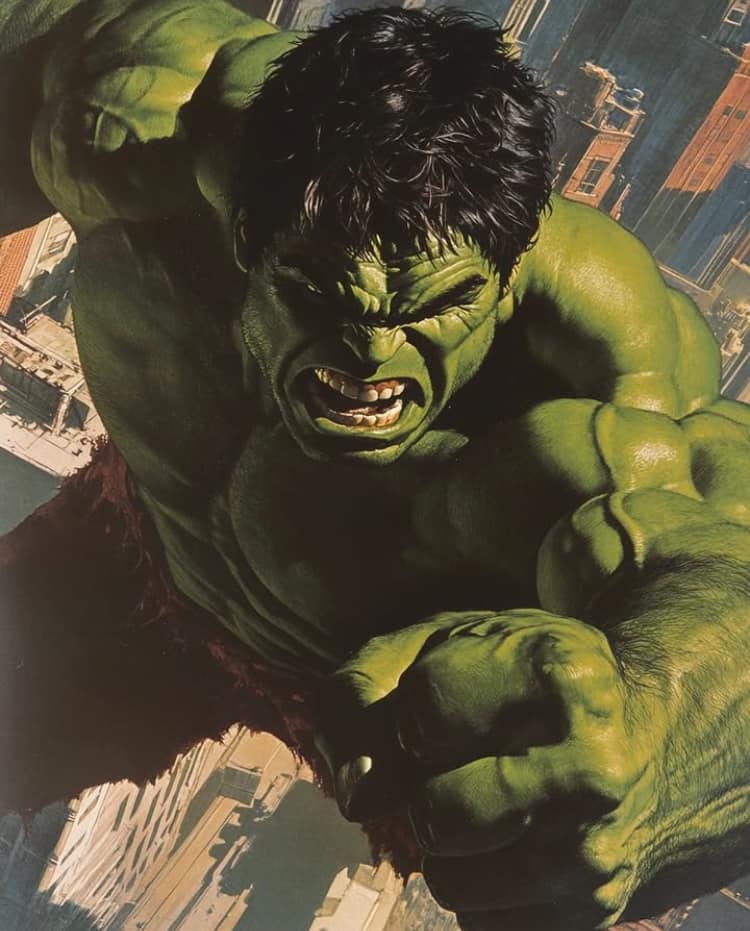 Hulk Action Sunset Cityscape Print Poster