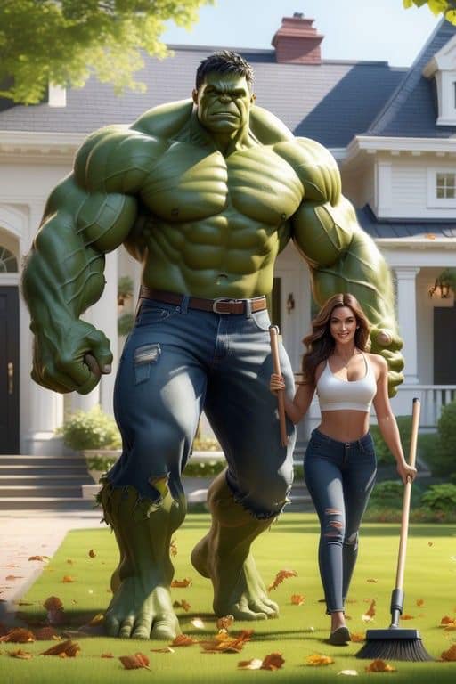 Hulk And Woman Garden Scene Jigsaw Puzzle