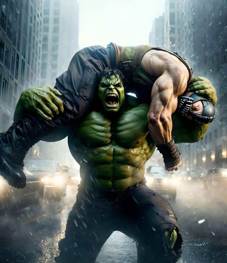 Hulk Bane Showdown Cityscape Print Poster
