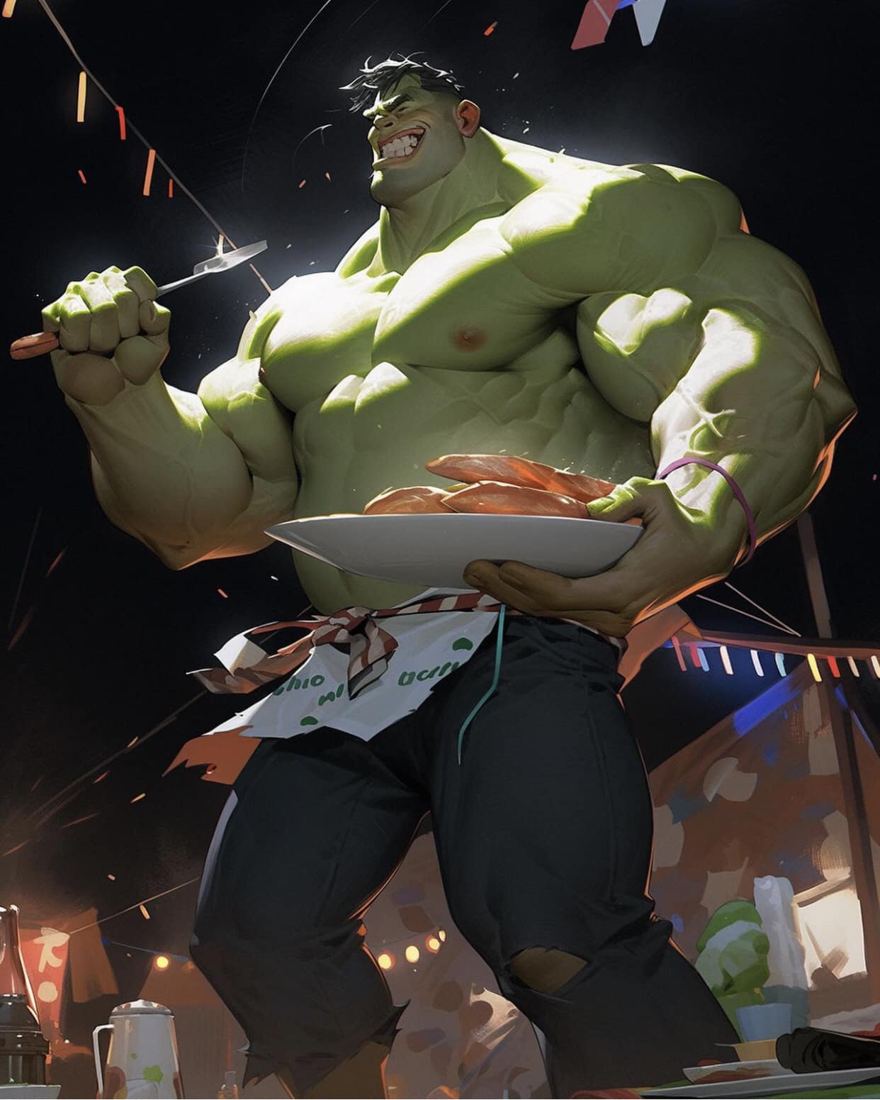 Hulk Barbeque Party Print Poster
