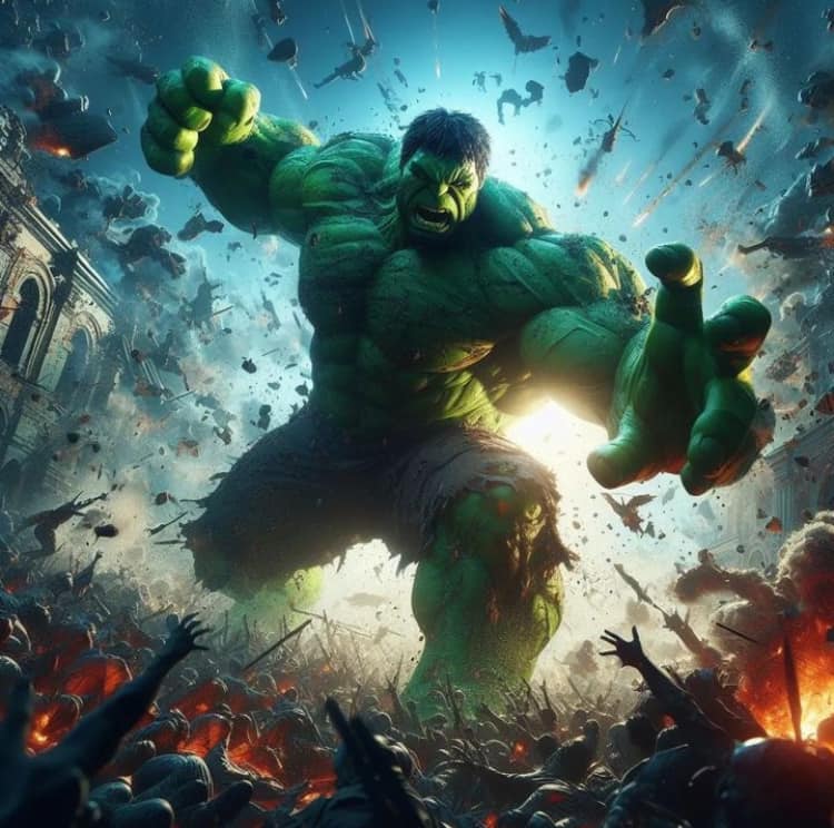 Hulk Battle Destruction Print Poster