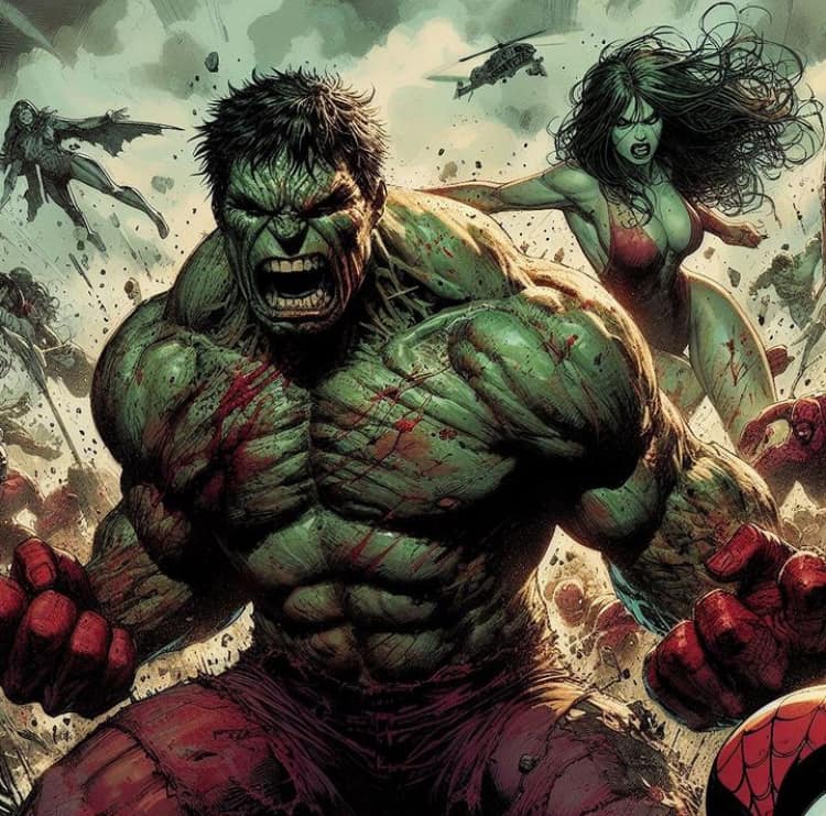 Hulk Battle Scene Comic Print Poster