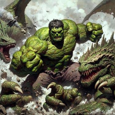 Hulk Battling Dragons Print Poster