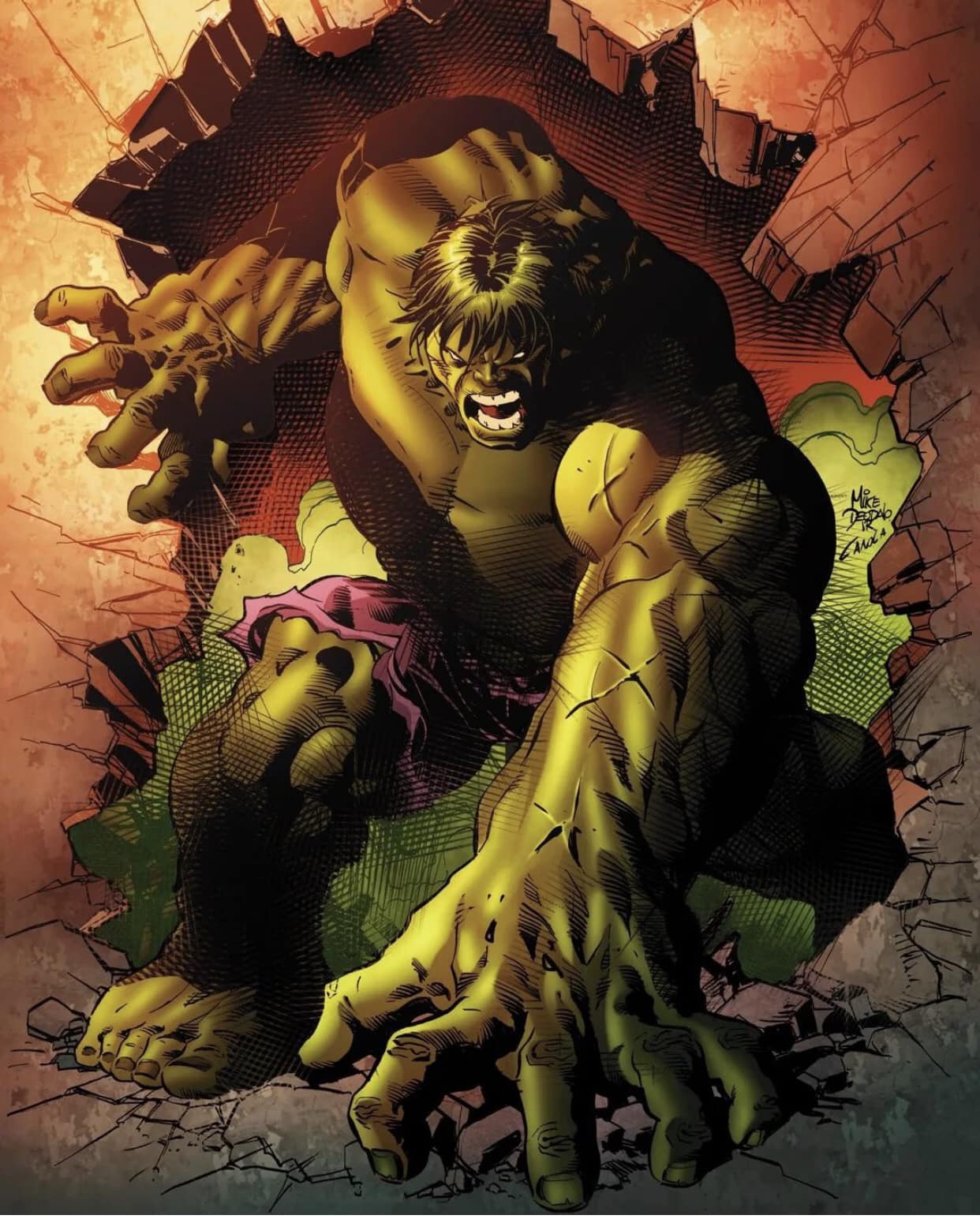 Hulk Breaking Wall Art Print Poster