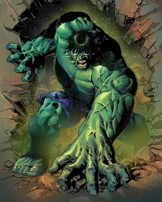 Hulk Bursting Through Wall Print Poster