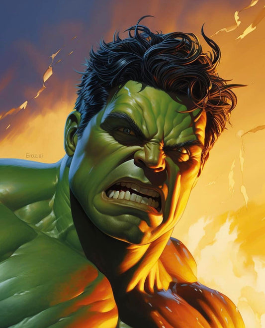 Hulk Character Portrait Angry Explosion Print Poster