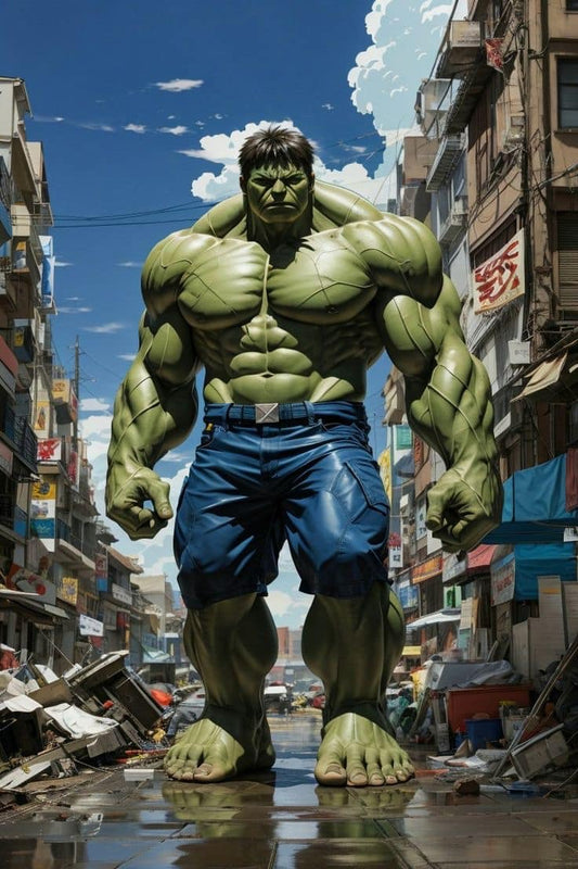 Hulk Cityscape Print Poster