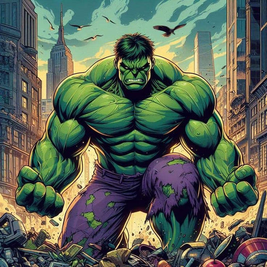 Hulk Cityscape Illustration Print Poster