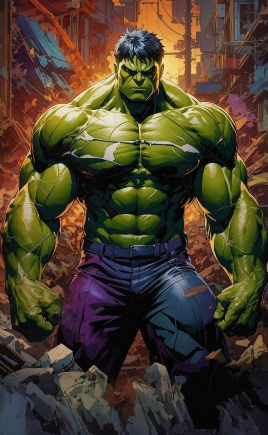 Hulk Destroyed Cityscape Print Poster