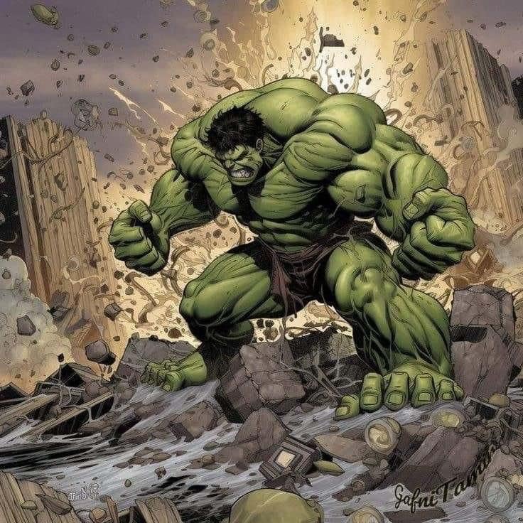 Hulk Destroying Cityscape Print Poster