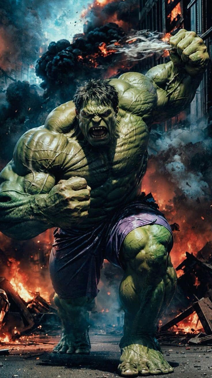 Hulk Destroying Cityscape (3) Print Poster