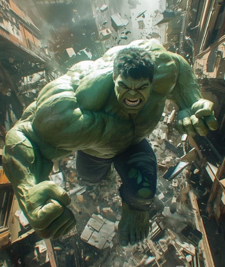 Hulk Destroying Cityscape (4) Print Poster
