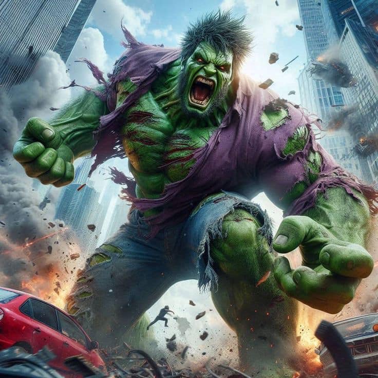 Hulk Destroying Cityscape (5) Jigsaw Puzzle