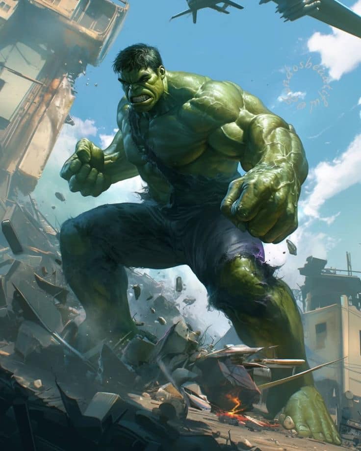 Hulk Destroying Cityscape (6) Print Poster