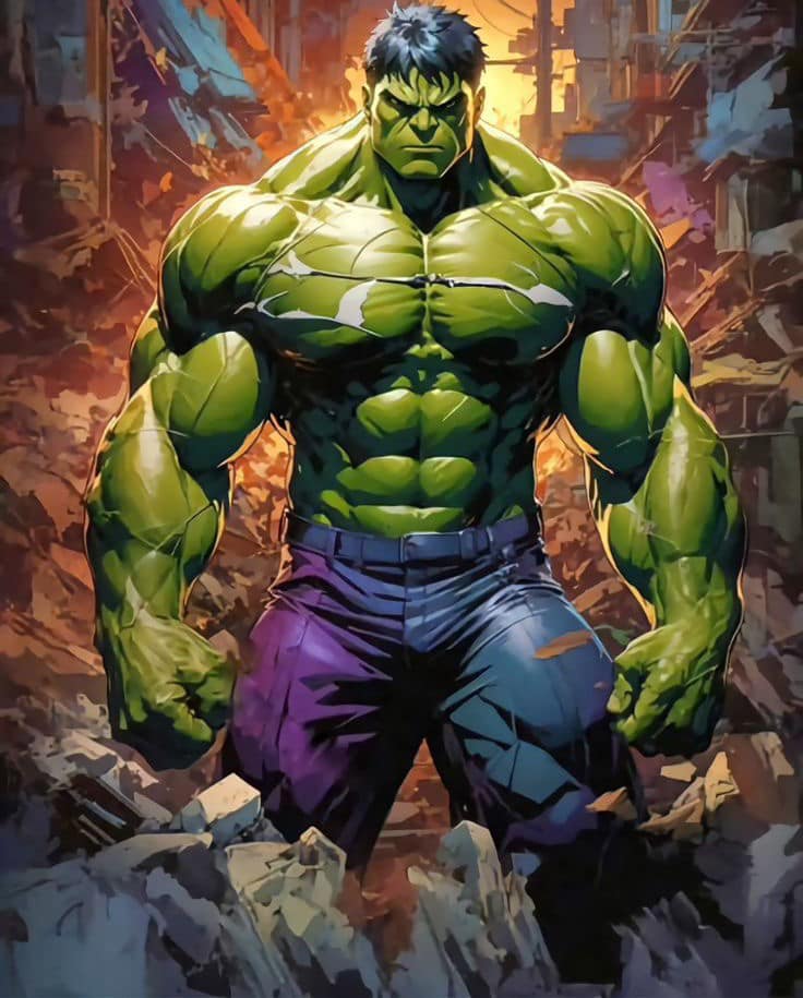 Hulk Destroying Environment Print Poster