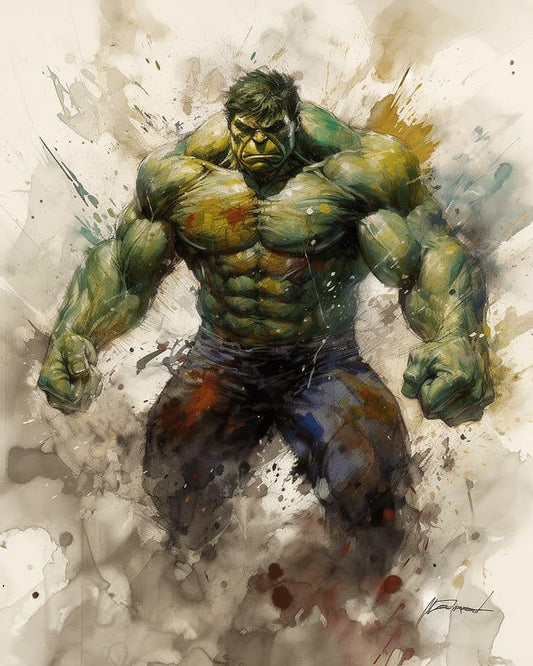 Hulk Digital Art Watercolor Print Poster