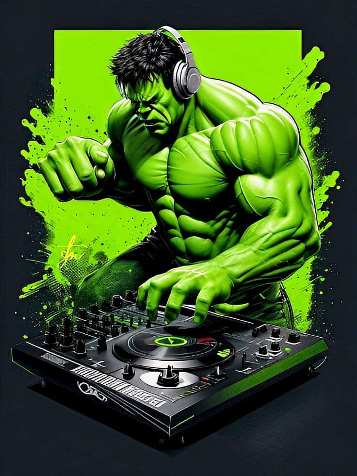 Hulk Dj Artwork Print Poster
