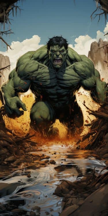Hulk Emerging From Crater Print Poster