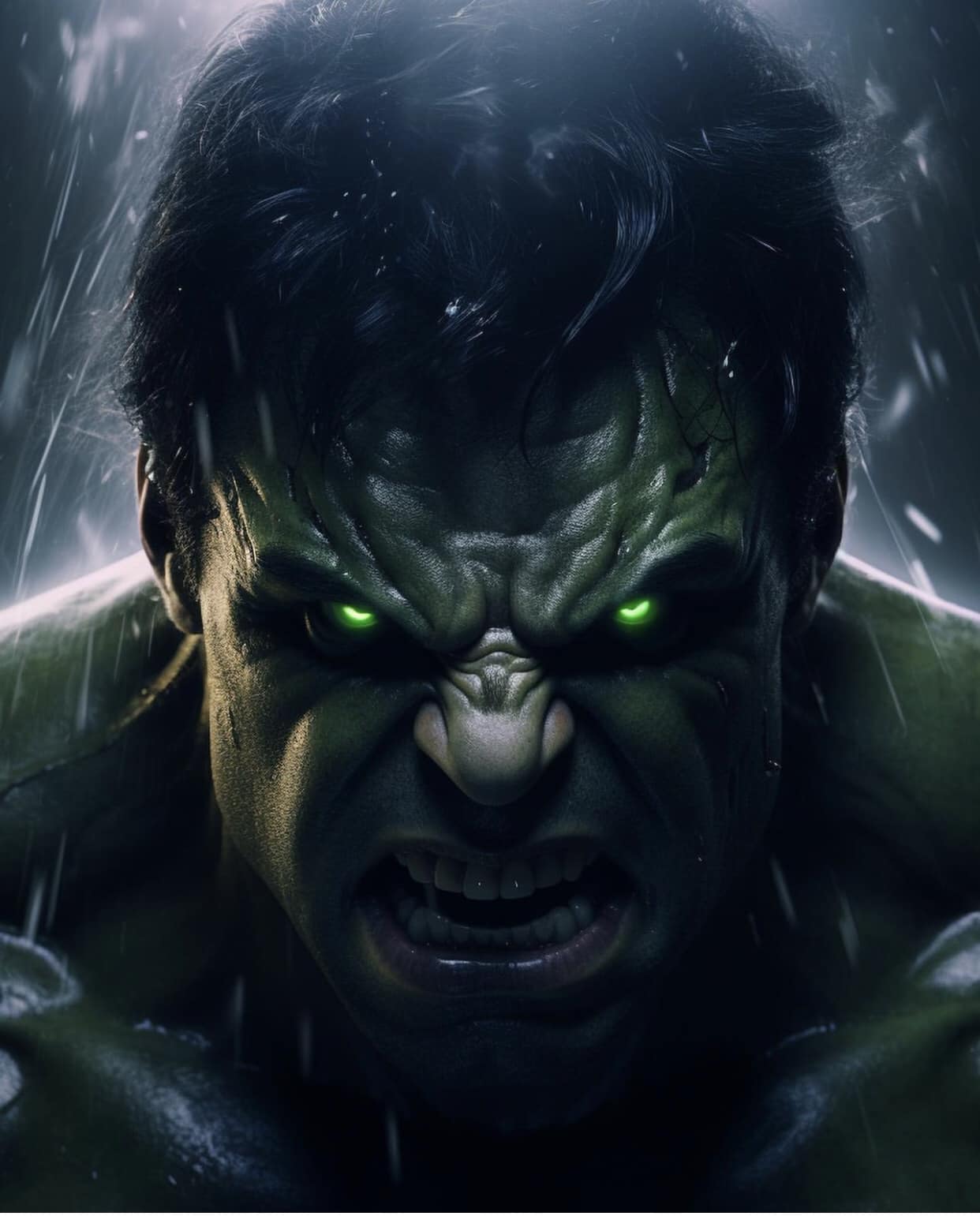 Hulk Expression Rainstorm Print Poster