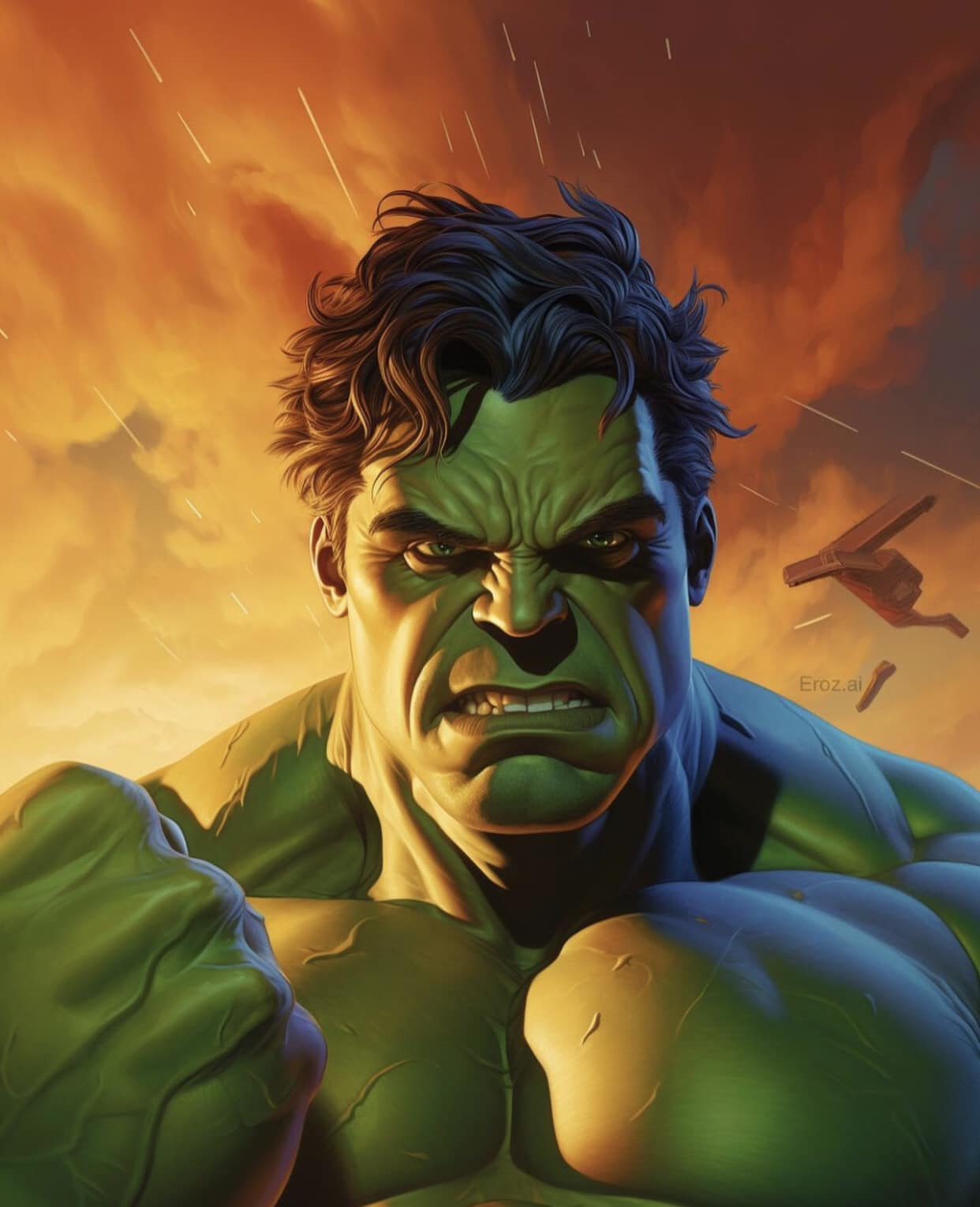 Hulk Hero Intense Expression Print Poster