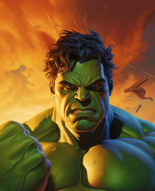 Hulk Hero Intense Expression Print Poster