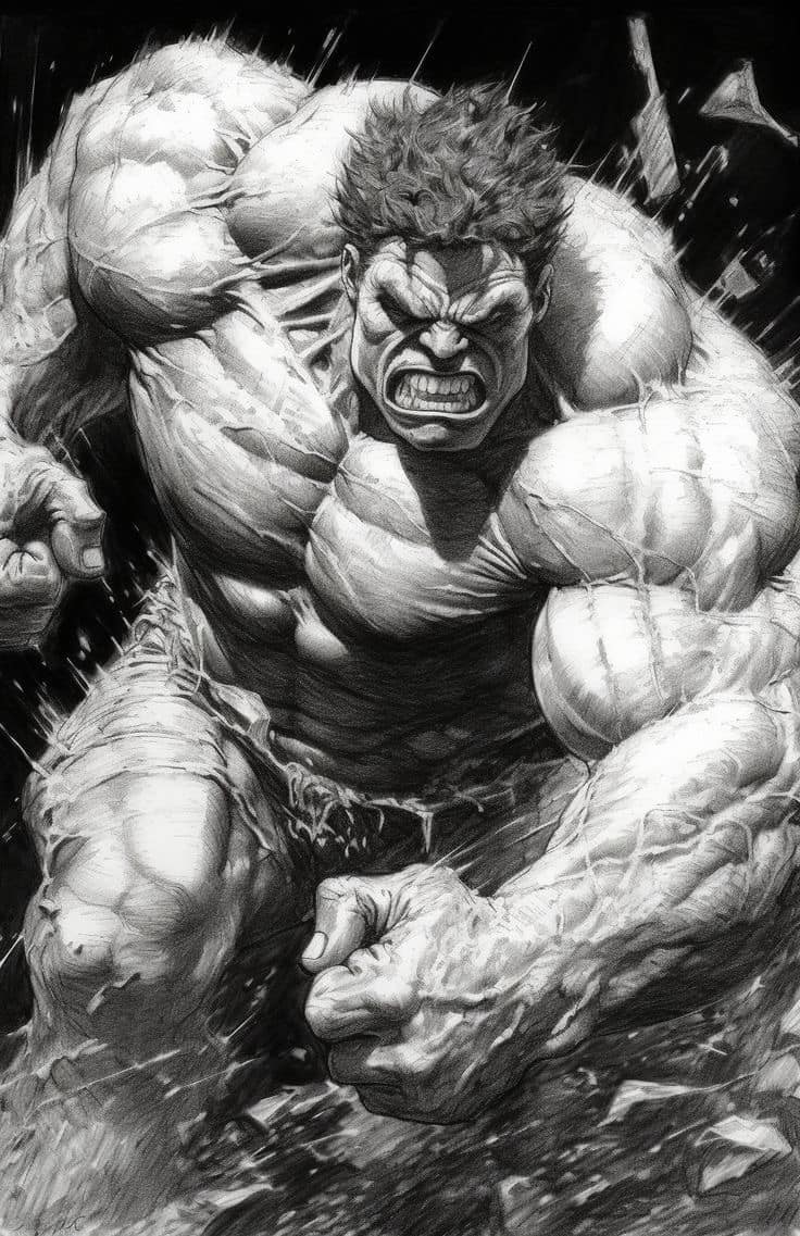 Hulk Illustration Angry Pose Print Poster