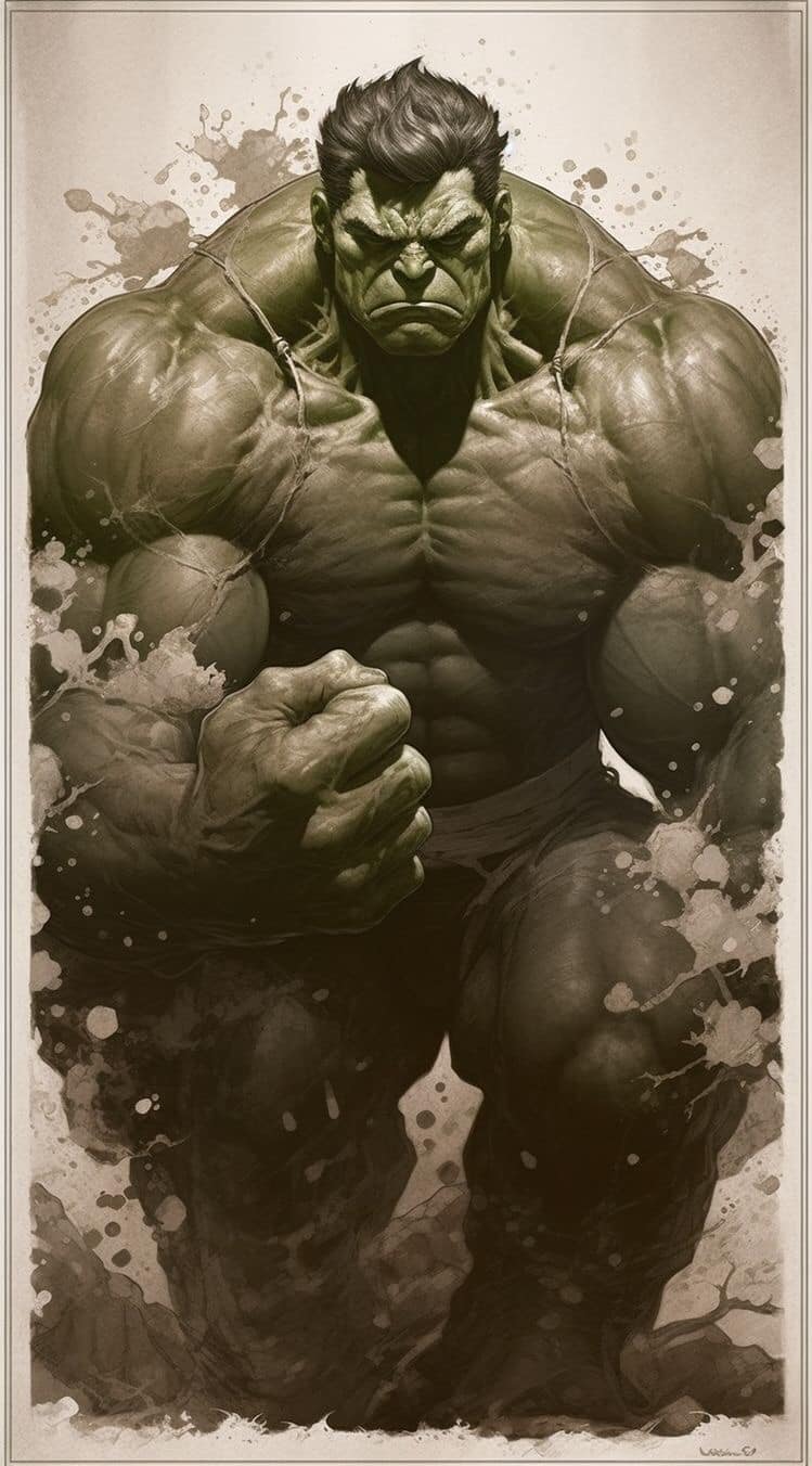 Hulk Illustration Muscular Pose Print Poster