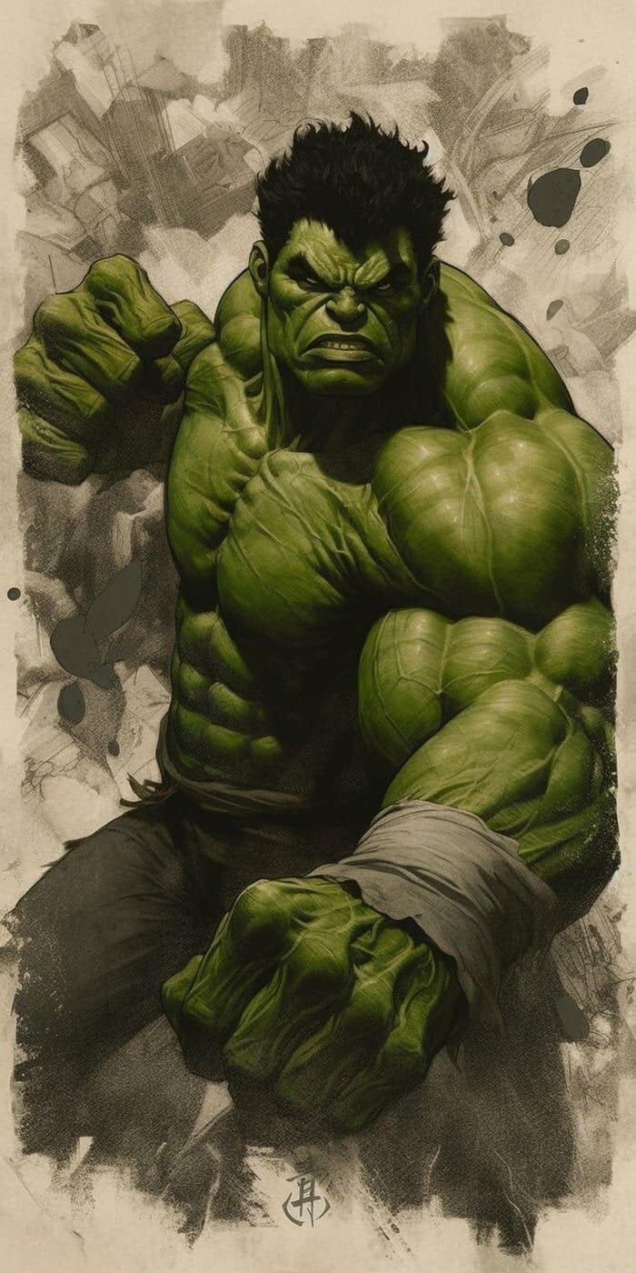 Hulk Illustration Portrait Print Poster