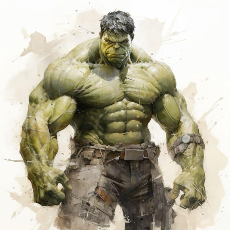 Hulk Illustration Watercolor Art Print Poster