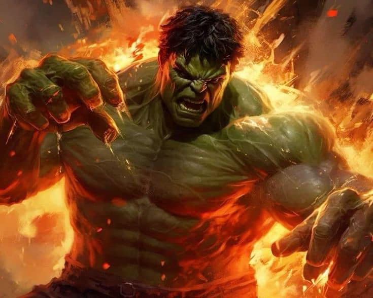 Hulk In Action Flames Jigsaw Puzzle