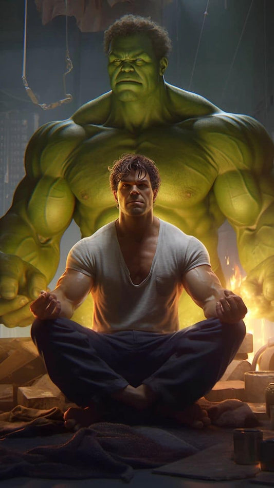 Hulk Meditation Scene Print Poster