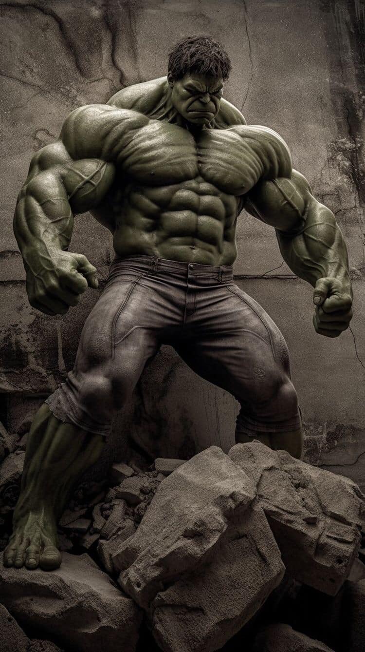 Hulk Muscle Pose Destroyed Background Jigsaw Puzzle