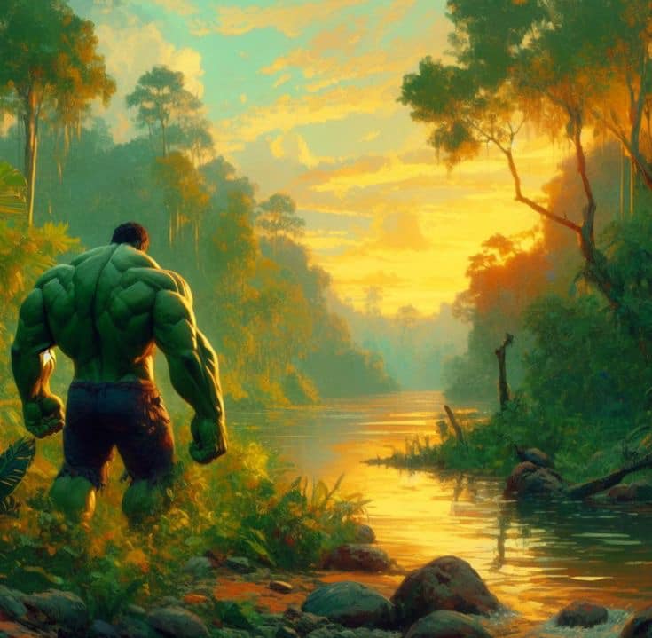 Hulk Nature Sunset River Print Poster