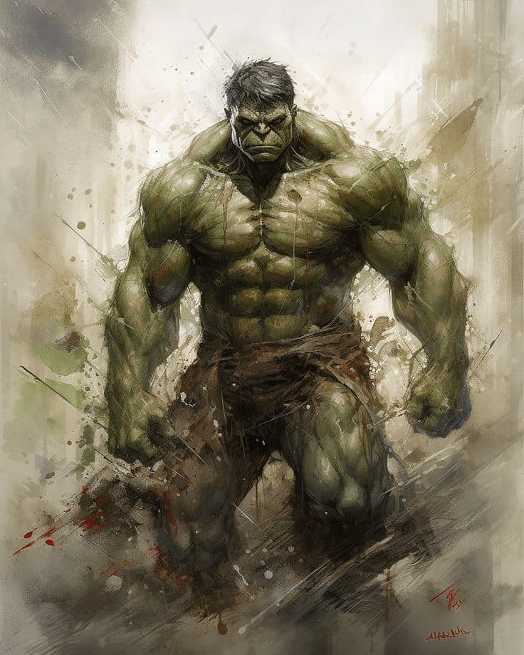 Hulk Portrait Action Artwork Print Poster