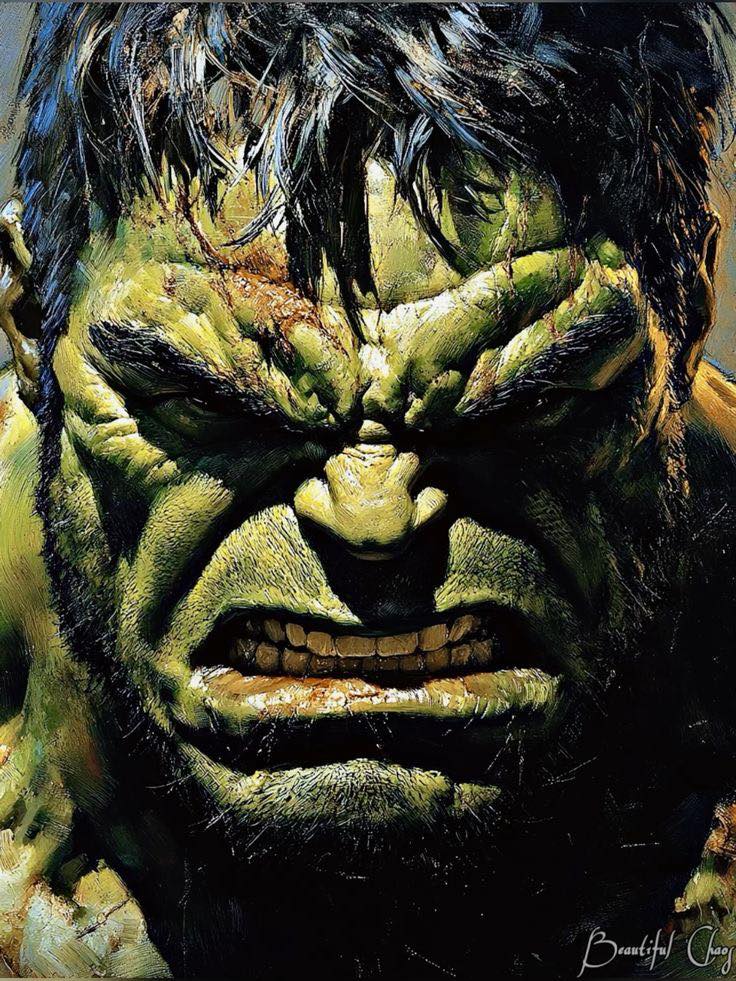 Hulk Portrait Expressive Closeup Print Poster