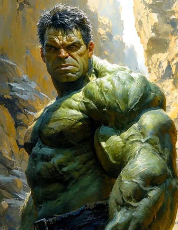 Hulk Portrait Mountainside Print Poster