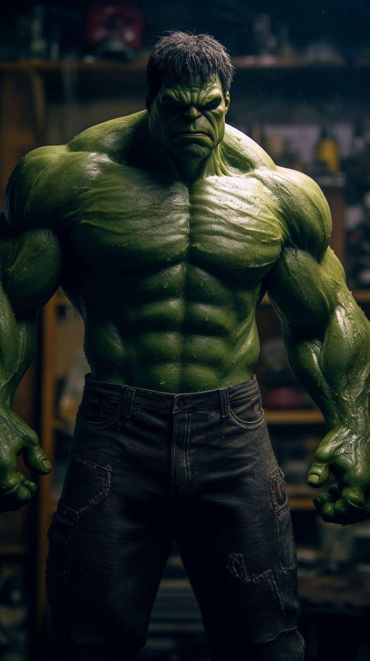 Hulk Portrait Muscular Green Print Poster