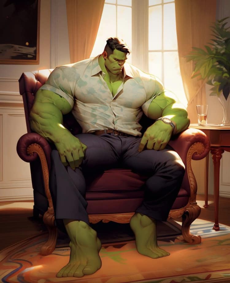 Hulk Relaxing In Armchair Print Poster