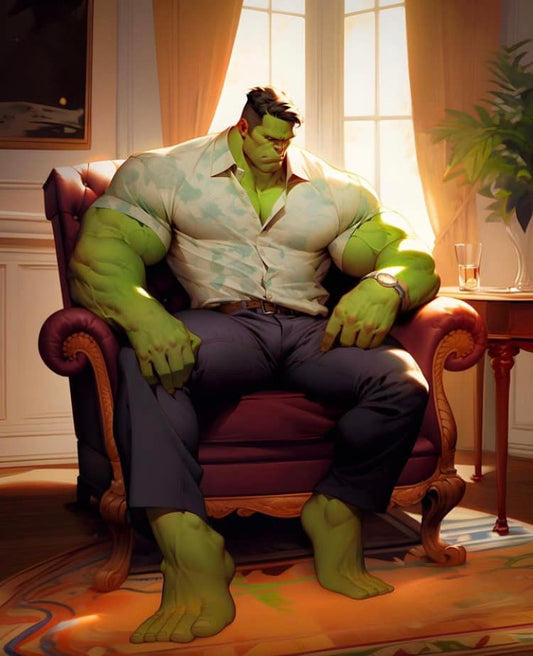 Hulk Relaxing In Armchair Print Poster
