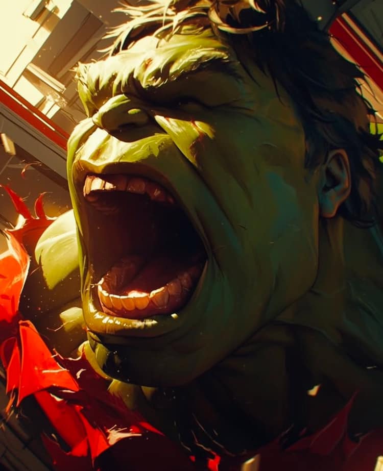 Hulk Screaming Action Scene Print Poster