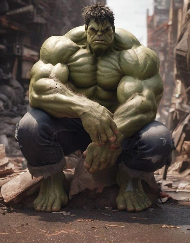 Hulk Sitting In Debris Print Poster
