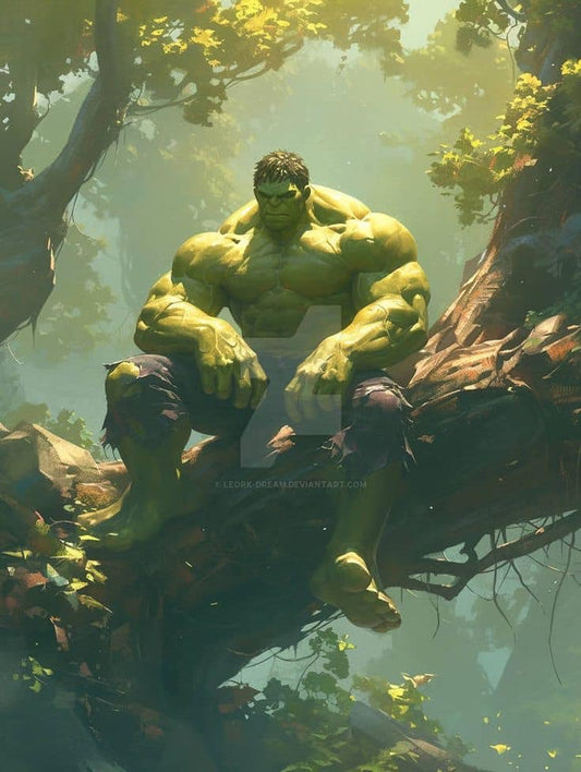 Hulk Sitting In Forest Print Poster