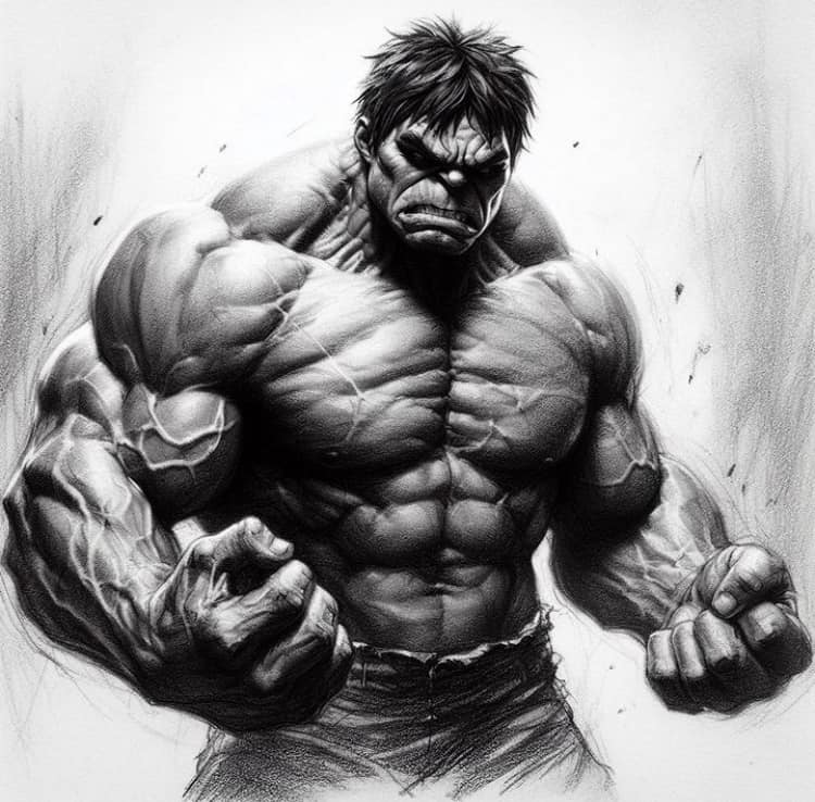 Hulk Sketch Illustration (2) Print Poster